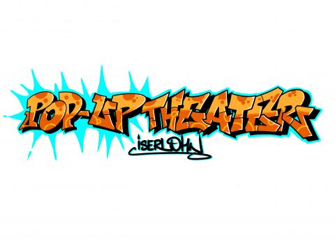 Das Graffiti zeigt das Logo des Pop-Up-Theaters, das der Iserlohner Street-Art-Künstler Stefan Dressler erstellt hat.